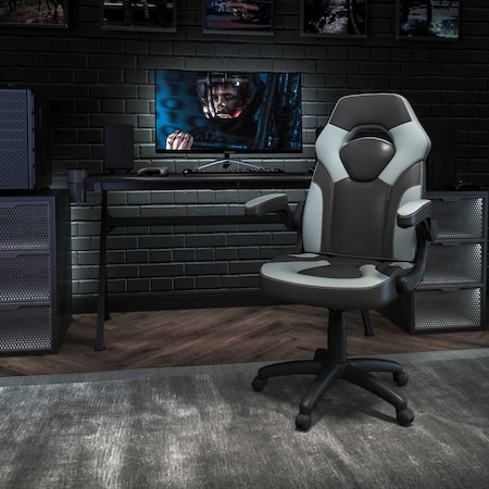 Gaming Chair, Padded Flip-up, Gray MPN:CH-00095-GY-GG