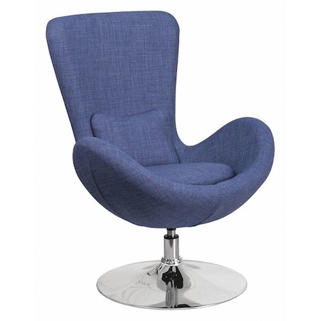 Egg Side Reception Chair, Blue Fabric Seat, Blue Back, 30 W 30