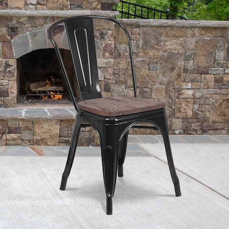 Black Metal Stack Chair MPN:CH-31230-BK-WD-GG