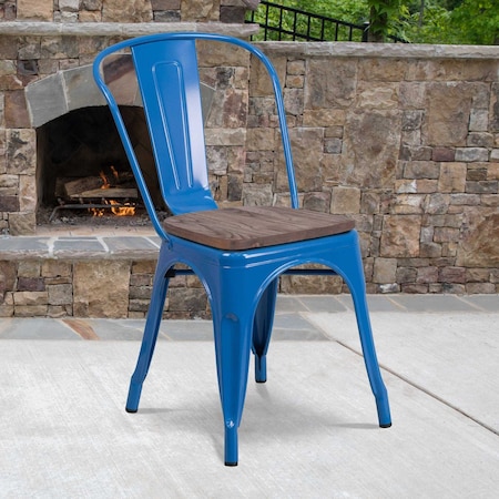 Metal Stack Chair, Blue MPN:CH-31230-BL-WD-GG