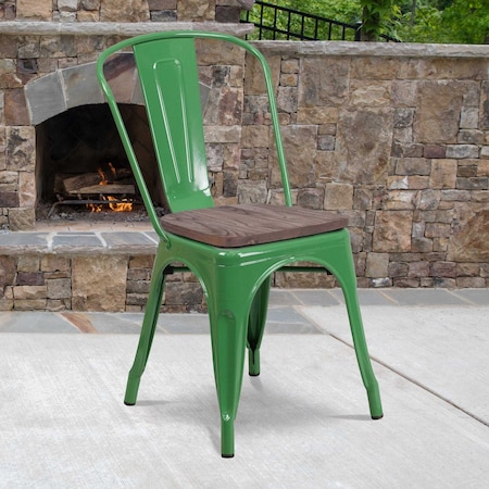 Metal Stack Chair, Green MPN:CH-31230-GN-WD-GG