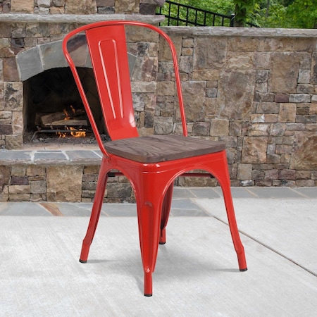 Red Metal Stack Chair MPN:CH-31230-RED-WD-GG