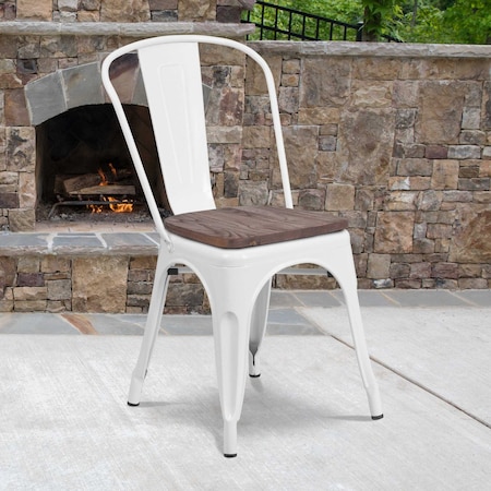 White Metal Stack Chair MPN:CH-31230-WH-WD-GG