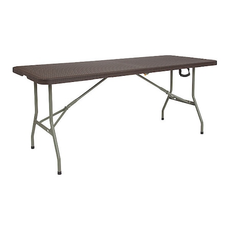 Rectangle Rattan Folding Table, Plastic, Brn, 29x71