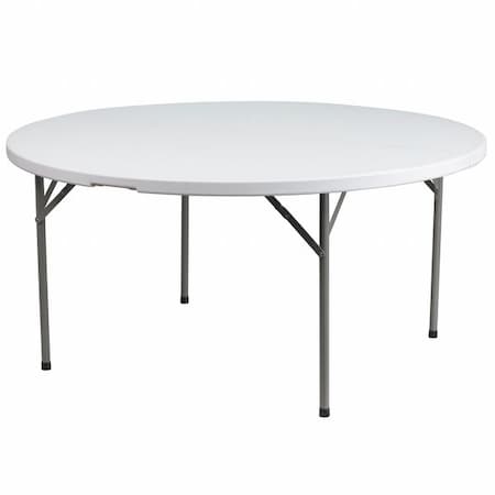 Round Wh 60Rnd Plastic Fold Table, 60.75