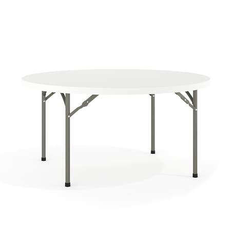 Round Wh 60Rnd Plastic Fold Table, 59.75