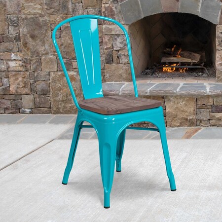 Metal Chair, Crystal Teal-Blue MPN:ET-3534-CB-WD-GG