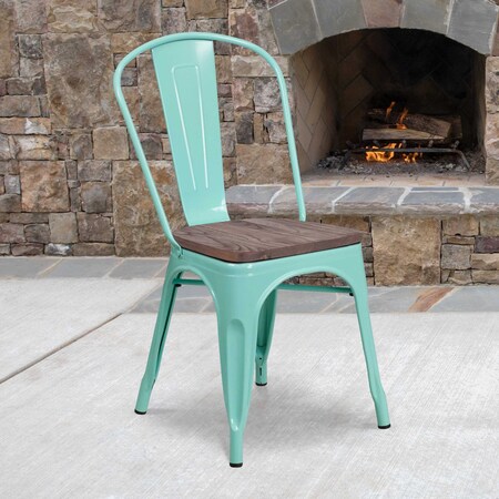 Metal Chair, Green MPN:ET-3534-MINT-WD-GG