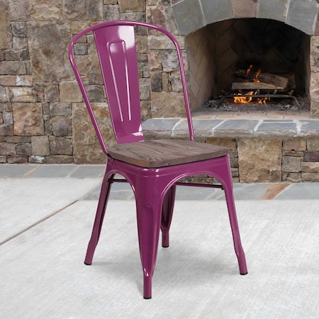 Metal Chair, Purple MPN:ET-3534-PUR-WD-GG