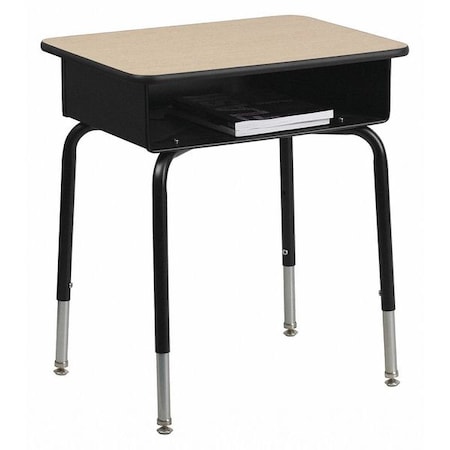 Student Desk with Open Front Metal Book Box - Natural MPN:FD-DESK-GG