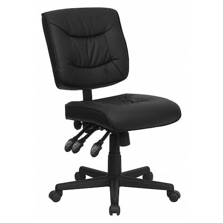 Leather Task Chair, 22 1/4-, No Arm, Back, Seat, Frame: Black MPN:GO-1574-BK-GG