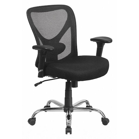 Contemporary Office Chair, Black Seat, Black Back, 29 in W 26