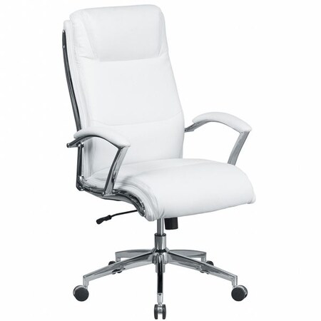Contemporary Chair White High Back Exec Chair, Fixed Arms, 20