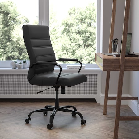 High Back Black LeatherSoft Executive Swivel Chair MPN:GO-2286H-BK-BK-GG