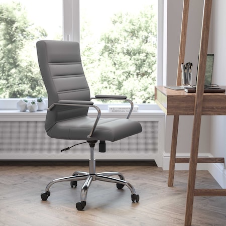 High Back Gray/Chrome LeatherSoft Executive Swivel Chair MPN:GO-2286H-GR-GG
