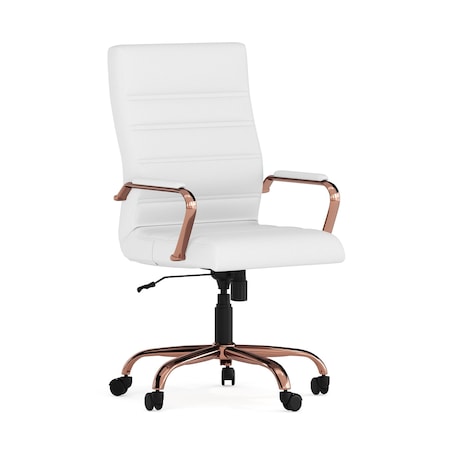 White Leather Rose Gold Frame High Back Chair MPN:GO-2286H-WH-RSGLD-GG