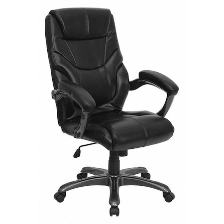 Contemporary Chair Black High Back Exec Chair, Fixed Arms, 18