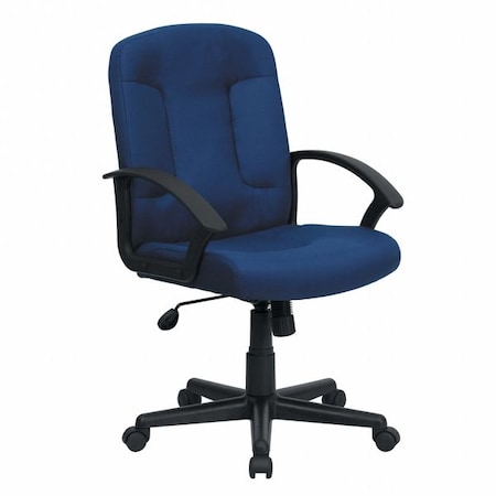 Contemporary Chair Navy Mid-Back Exec Chair, Fixed Arms, 17-1/4