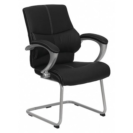 Contemporary Side Reception Chair, Black Seat, Gray Back, 25 1/4