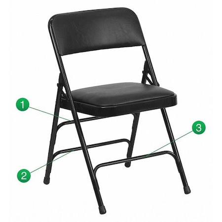 Folding Chair, Black Vinyl, 30