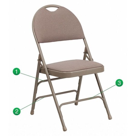 Fabric Fldng Chair, Easy Carry Hndl, Beige MPN:HA-MC705AF-3-BGE-GG