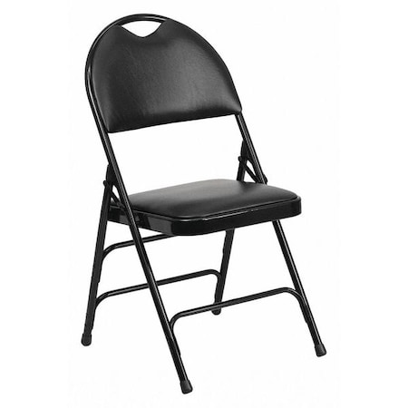 Folding Chair, Black Vinyl, 34.5
