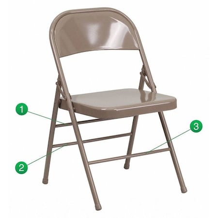 Folding Chair, Metal, Beige MPN:HF3-MC-309AS-BGE-GG