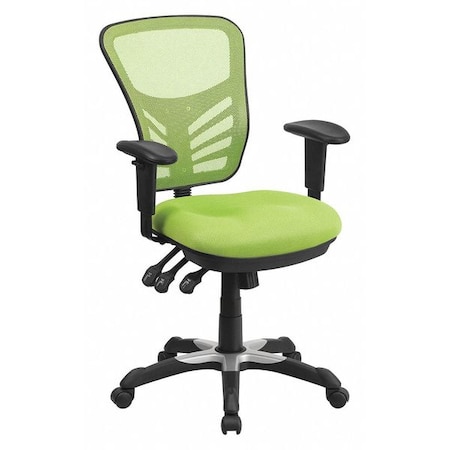 Contemporary Office Chair, Green Seat, Black Back, 25 3/4