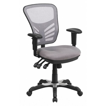 Contemporary Chair Mid-Back Exec Chair, Gray, Adjustable Arms, 18
