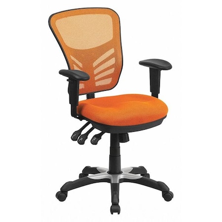 Contemporary Chair Mid-Back Exec Chair, Orange, Adjustable Arms, 18