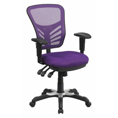 Contemporary Chair Mid-Back Task Chair, Adj. Arms, Purple, Adjustable Arms, 18