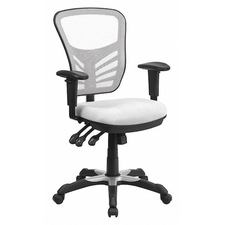 Contemporary Chair Mid-Back Exec Chair, White, Adjustable Arms, 18