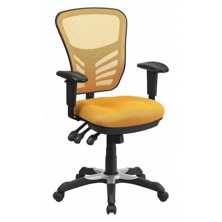 Contemporary Chair Mid-Back Exectv Chair w/Adj. Arms, Yl/Org, Adjustable Arms, 18