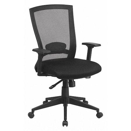 Contemporary Chair Mid-Back Exec Chair, Black, Adjustable Arms, 17-1/2