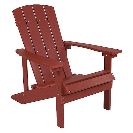 Adirondack Chair, Red Seat, Wood Back, 29.5 W 33-1/2