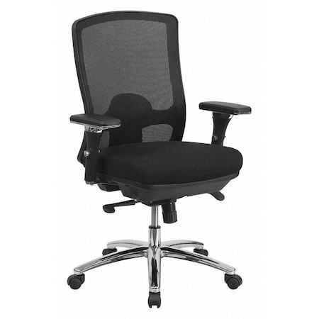 Contemporary Chair Mid-Back, 24/7 Use, 350 lb. Capacity, Black, Adjustable Arms, 20-1/2