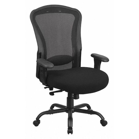 Contemporary Chair High Back, 24/7 Use, 400 lb. Capacity, Blk, Adjustable Arms, 20