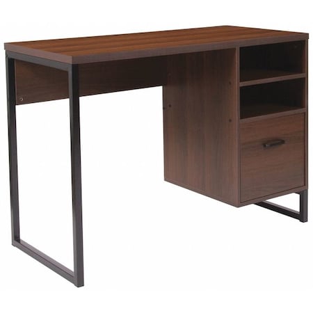 Computer Desk Computer Desk, Black Metal Frame, Coffee, 19-1/2