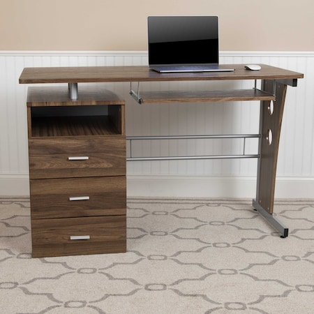 Walnut 3 Drawer Pedestal Desk MPN:NAN-WK-008-RU-GG