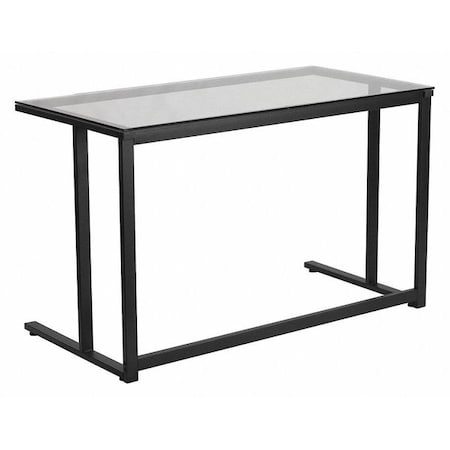 Glass Desk Glass Top Desk w/Black Pedestal Frame, 23-1/2