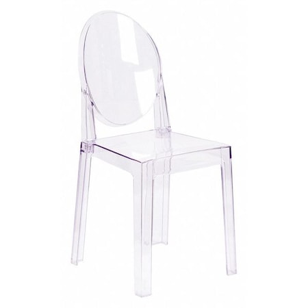 Contemporary Ghost Chair, Transparent Crystal Seat, 15.75 W 20-1/4
