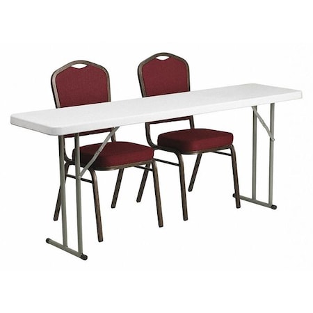 Rectangle Folding Table, Fabric, Foam, Metal, Plastic, Plastic: Polyethylene Top, Burgundy MPN:RB-1872-1-GG
