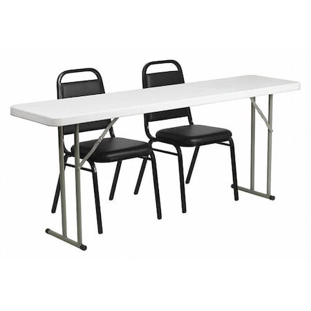 Rectangle Folding Table, Foam, Metal, Plastic: Polyethylene, Vinyl Top, Black MPN:RB-1872-2-GG