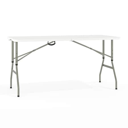 Rectangle Bi-Fold Table, Plstc, White, Adj., 30