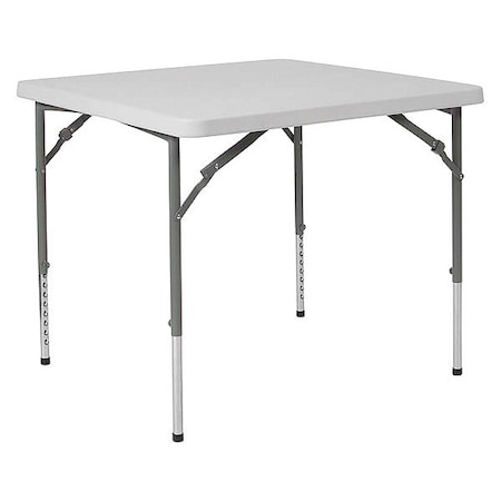 Square Folding Table, Plastc, 34'' Sqr, Adj, Wht, Plastic Top, White MPN:RB-3434ADJ-GG