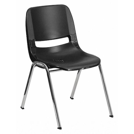 Stack Chair, Chrome Frame, Black, 16