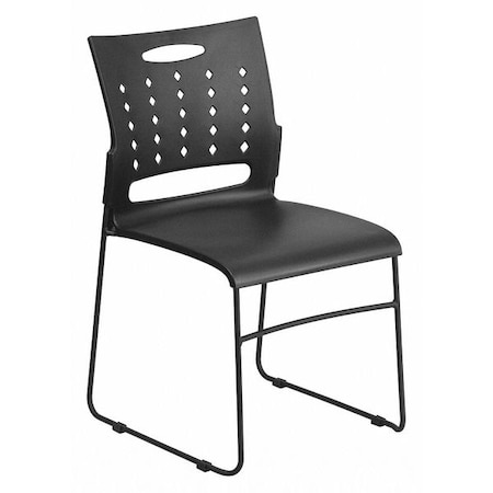 Stack Chair, Plastic, Black, 17.50