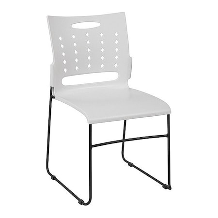 Stack Chair, White Plastic, Sled Base MPN:RUT-2-WH-GG