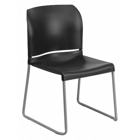 Black Plastic Sled Stack Chair MPN:RUT-238A-BK-GG
