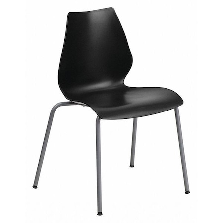 Stack Chair, Plastic, Black, 17.25